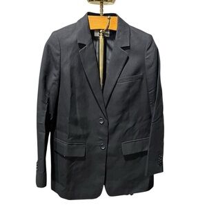 Everlane Black Women's Linen Blend Two Button Blazer 2